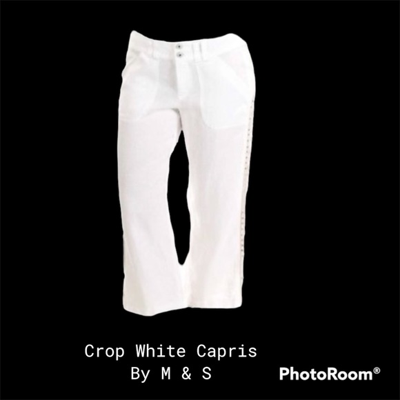 HP #106🎉🎉🎉 Crop white capris US Sz 16 by M&S - Picture 1 of 7